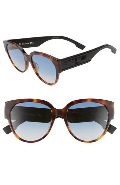 Shop Dior Id2s 55mm Cat Eye Sunglasses In Dark Havana/ Black Blue