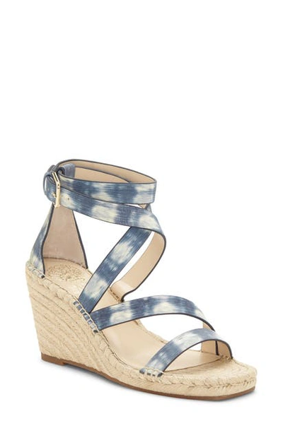 Shop Vince Camuto Mesteria Ankle Strap Espadrille Wedge Sandal In Blue Leather