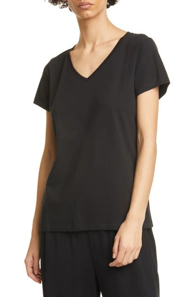 Shop Eileen Fisher V-neck T-shirt In Black