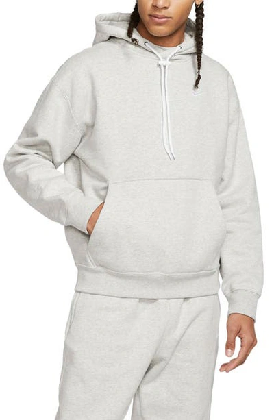 Shop Nike Hooded Sweatshirt In Grey Heather/ White