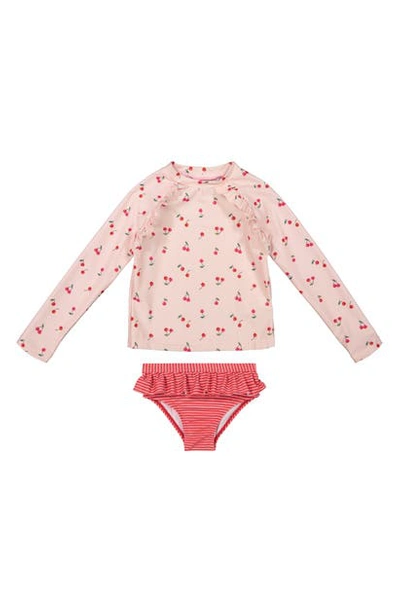Shop Andy & Evan Two-piece Rashguard Swimsuit In Pink Cherry