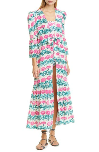 Shop Adriana Degreas Floral Print Silk Cover-up Robe In Flore