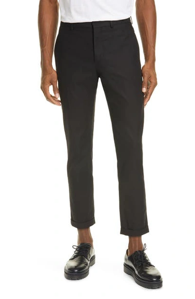 Shop Marni Compact Cotton Twill Crop Trousers In Black
