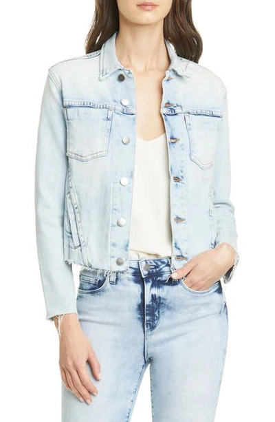 Shop L Agence Janelle Raw Cut Slim Denim Jacket In Marble