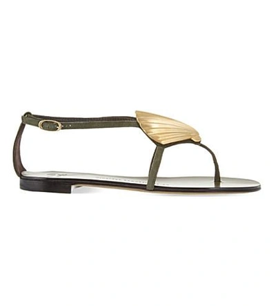 Shop Giuseppe Zanotti Seashell Thong Sandals In Khaki