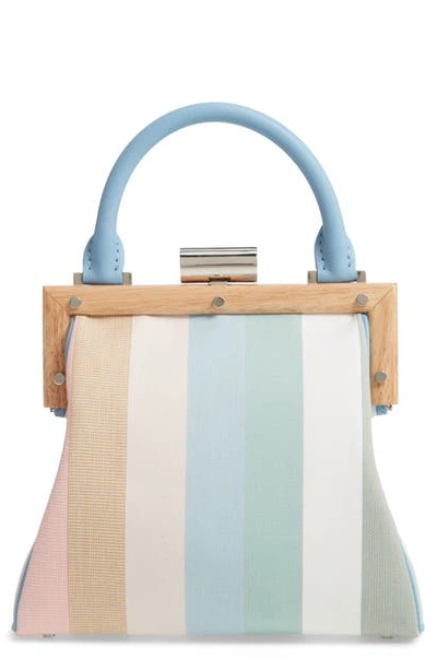 Shop Perrin Le Midi Cotton Top Handle Bag In Ciel Multi
