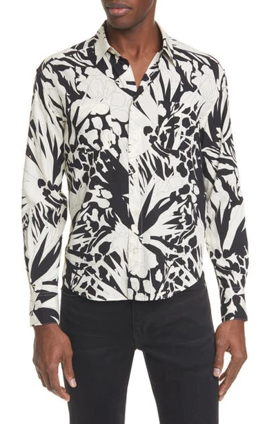 Shop Saint Laurent Jungle Print Button-up Shirt In Black