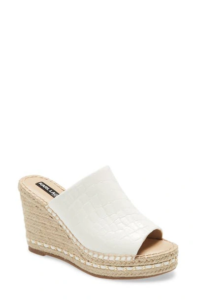 Shop Karl Lagerfeld Carina Wedge Sandal In White Leather
