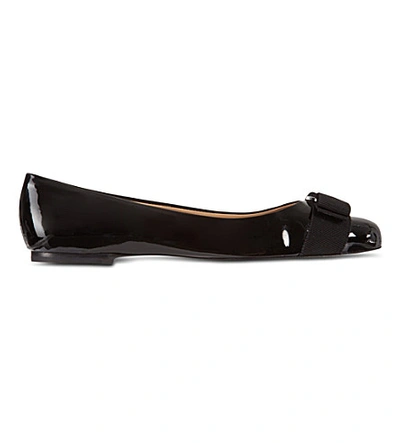 Shop Ferragamo Varina Patent-leather Flats In Black