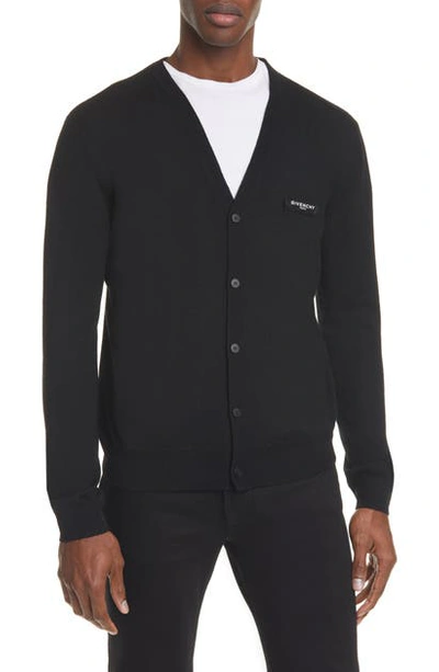 Shop Givenchy Logo Patch Wool Cardigan In Black