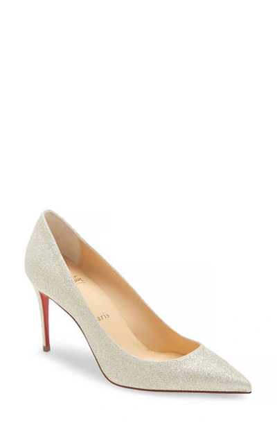 Shop Christian Louboutin Kate Glitter Pointed Toe Pump In Ivory Glitter