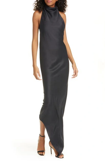 Shop Rta Drew Asymmetrical Silk Satin Halter Dress In Starry Night
