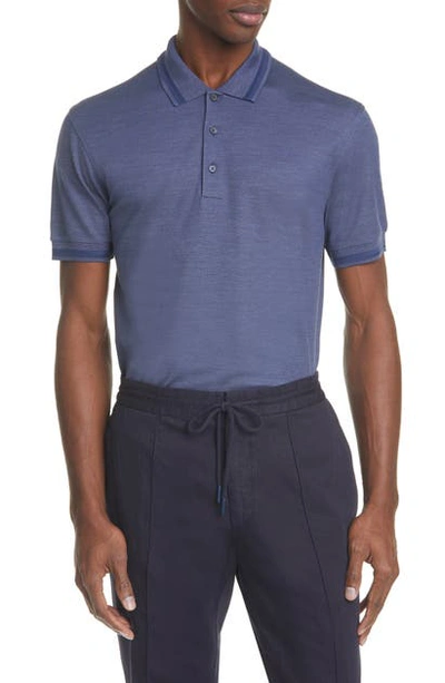 Shop Ermenegildo Zegna Cotton & Silk Polo Shirt In Blue