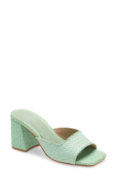 Shop Jeffrey Campbell Melange Woven Slide Sandal In Mint Raffia