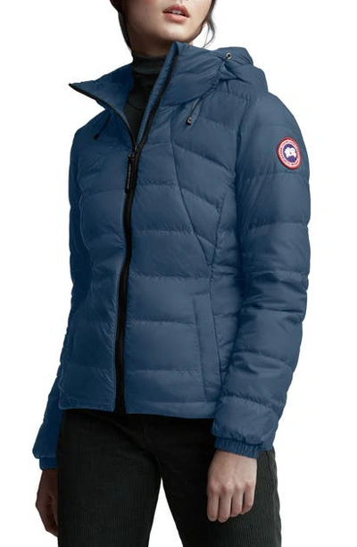 Shop Canada Goose Abbott Packable Hooded 750 Fill Power Down Jacket In Tempest Blue