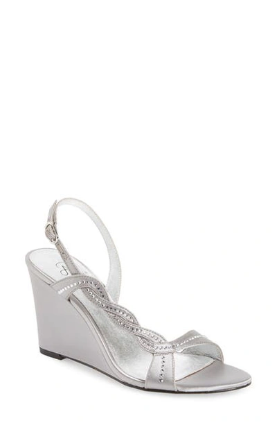 Shop Adrianna Papell Attitude Sandal In Pewter Fabric