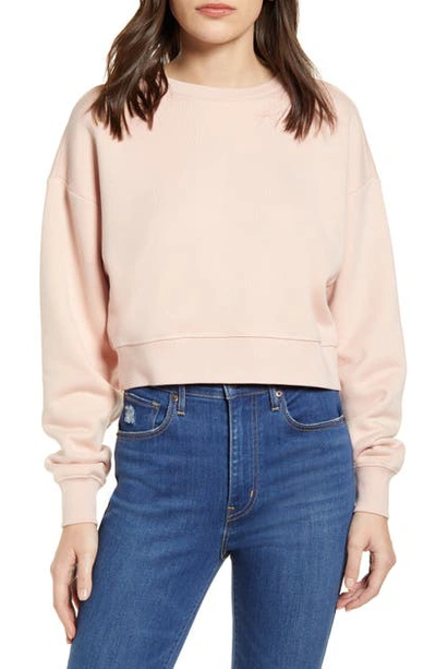 Shop Ninety Percent Organic Cotton Crop Sweatshirt In Blush