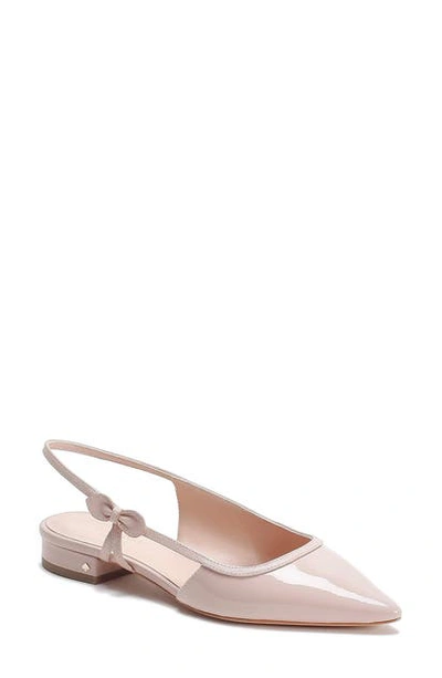 Shop Kate Spade Mae Bow Slingback Pointed Toe Flat In Pale Vellum Patent Leather