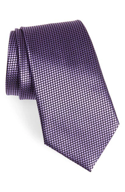 Shop Ermenegildo Zegna Micro Geometric Silk Tie In Dark Purple Solid