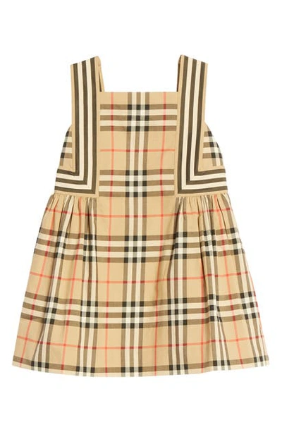 Shop Burberry Astrid Check Poplin Dress In Archive Beige Check