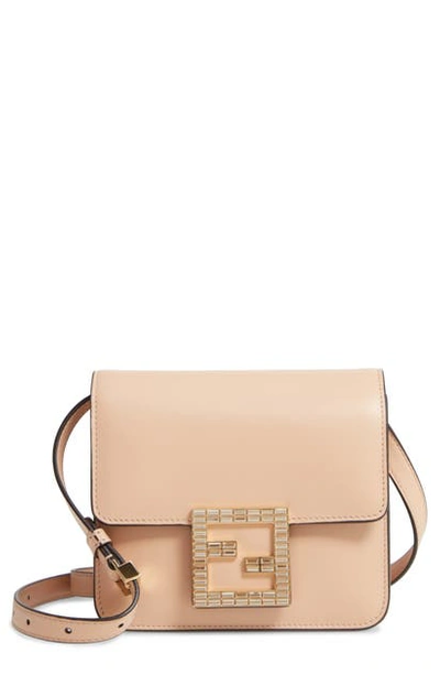 Shop Fendi Fab Leather Crossbody Bag In Nude