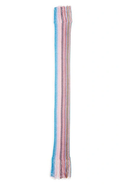 Shop Missoni Fringe Scarf In Pink/ Blue