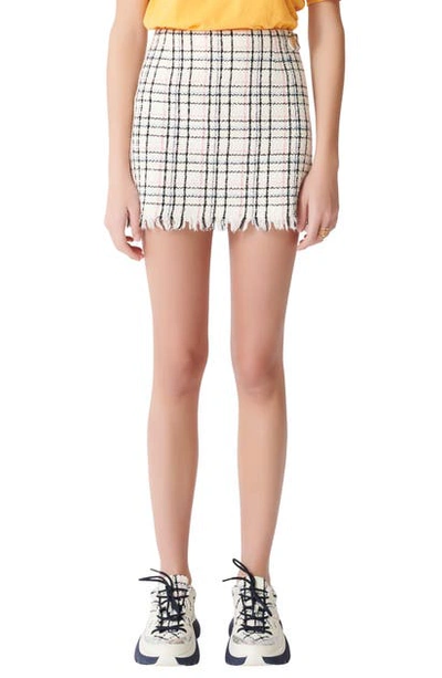 Shop Maje Jianey Tweed Miniskirt In Ecru