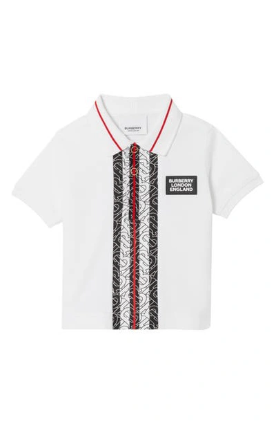 Shop Burberry Joseph Monogram Stripe Pique Polo Shirt In White