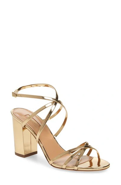 Shop Aquazzura Gin Block Heel Sandal In Soft Gold