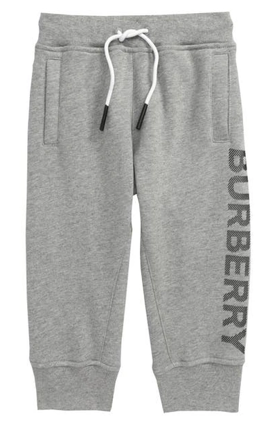 Shop Burberry Linus Logo Print Cotton Joggers In Grey Melange/ Black