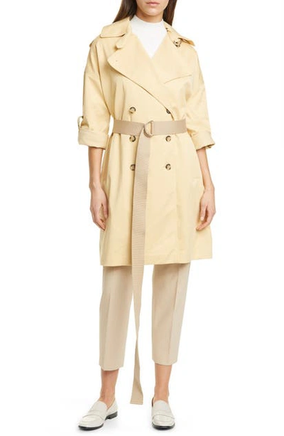 Shop Club Monaco Belted Double Breasted Trench Coat In Chamomile