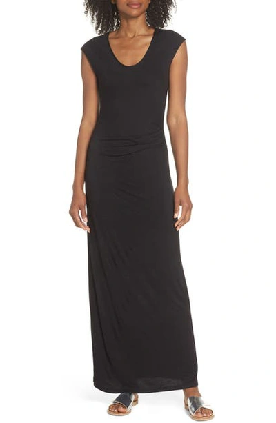 Shop Fraiche By J Ruched Jersey Maxi Dress In Black