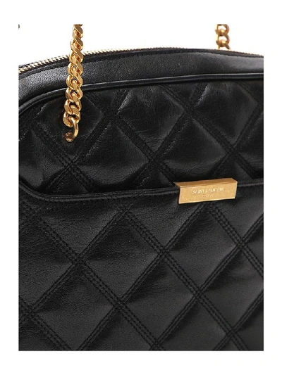 Shop Saint Laurent Quilted Shoulder Bag In Black