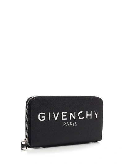 Shop Givenchy Logo Print Zip Around Wallet In Black