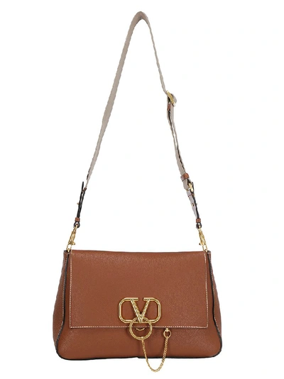 Shop Valentino Vring Large Shoulder Bag In Brown