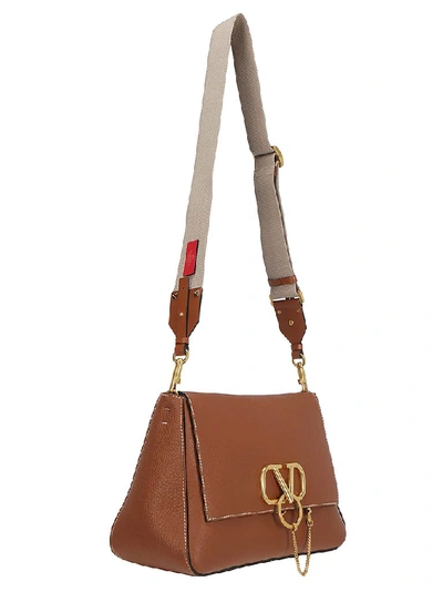 Shop Valentino Vring Large Shoulder Bag In Brown