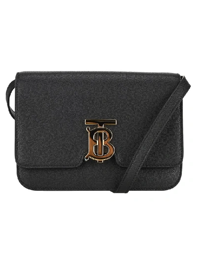 Shop Burberry Tb Logo Monogram Shoulder Bag In Black