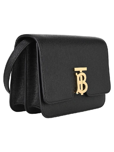 Shop Burberry Tb Logo Monogram Shoulder Bag In Black