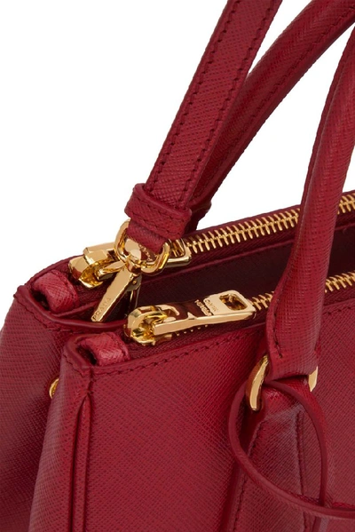 Shop Prada Mini Galleria Logo Tote Bag In Red