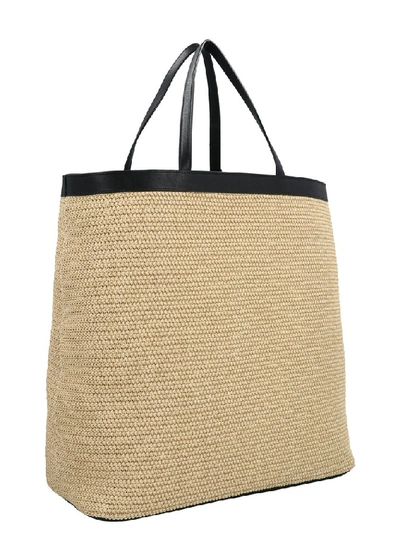 Shop Saint Laurent Woven Tote Bag In Beige