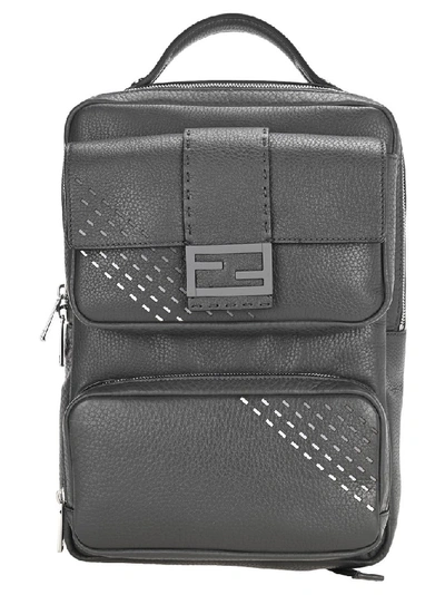 Shop Fendi Ff Buckled Backpack In Grey