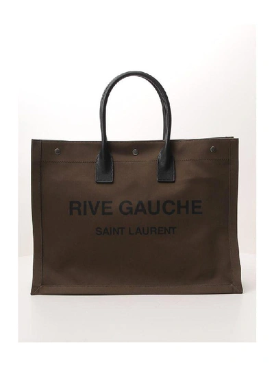 Shop Saint Laurent Rive Gauche Tote Bag In Green