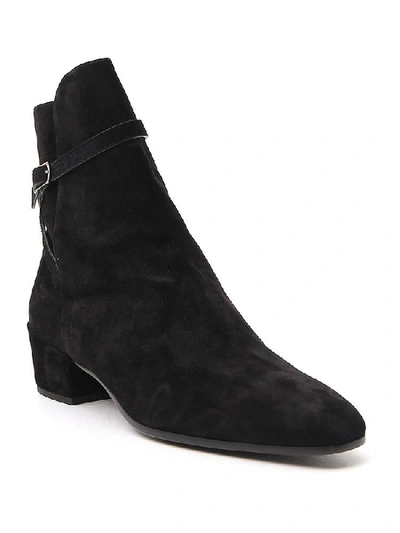 Shop Saint Laurent Clementi Buckle Detailed Boots In Black