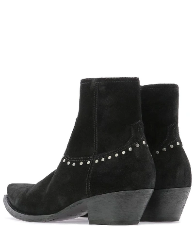 Shop Saint Laurent Lukas Studded Ankle Boots In Black