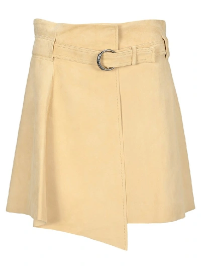 Shop Chloé Asymmetric Beletd Wrap Skirt In Beige