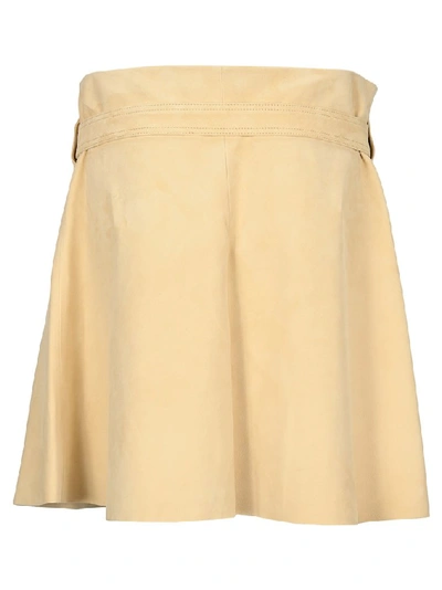 Shop Chloé Asymmetric Beletd Wrap Skirt In Beige