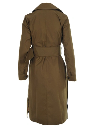 Shop Burberry Belted Trench Coat In Green