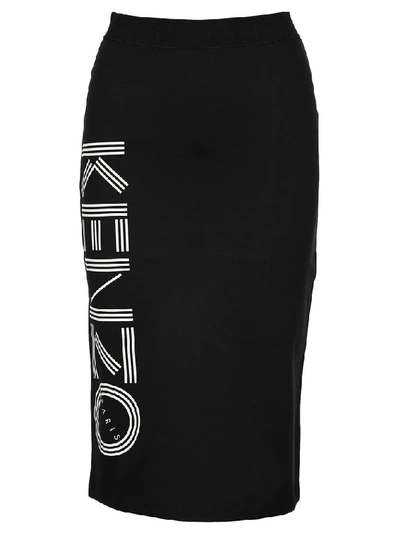 Shop Kenzo Logo Midi Skirt In Black