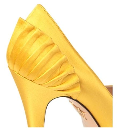 Shop Charlotte Olympia Paloma Satin Platform Courts In Yellow