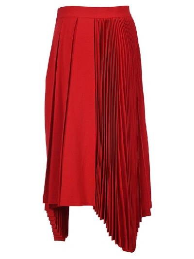 Shop Ambush Pleated Asymmetric Midi Skirt In Red